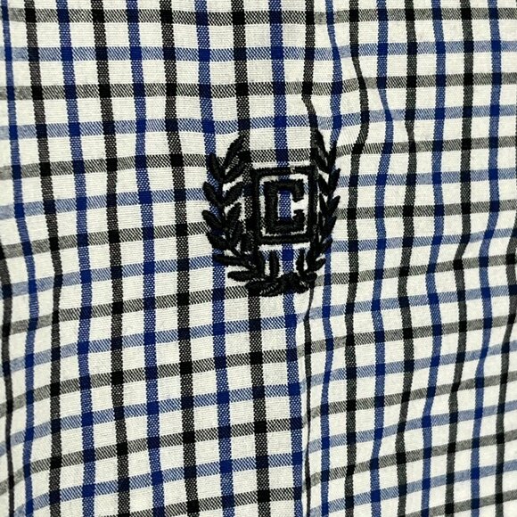 Chaps Boys Long Sleeve Plaid Button Down Shirt Kids Size 8 Blue White Check - Picture 6 of 12